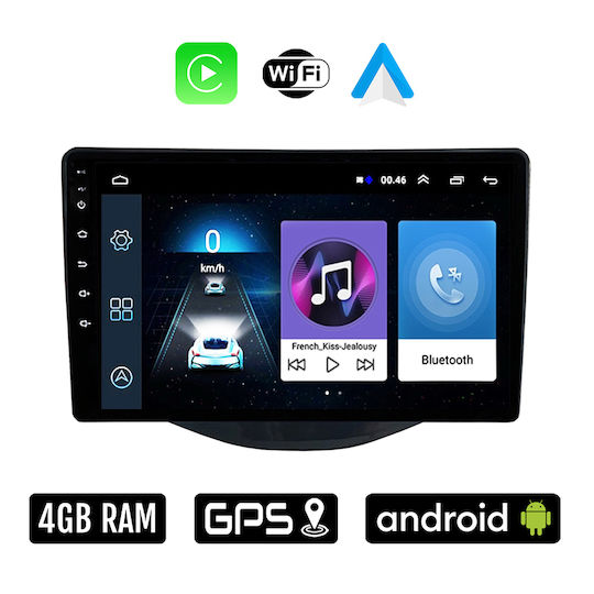 Sistem Audio Auto pentru Peugeot 108 2014 (Bluetooth/USB/WiFi/GPS/Apple-Carplay/Android-Auto) cu Ecran Tactil 9"