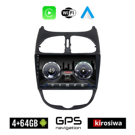 Kirosiwa Auto-Audiosystem für Peugeot 206 1998-2006 (Bluetooth/USB/WiFi/GPS) mit Touchscreen 9"