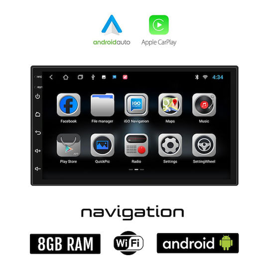 Автомобилна Аудио Система (Блутут/USB/WiFi/GPS/Apple-Carplay/Android-Auto) с Тъчскрийн 7"