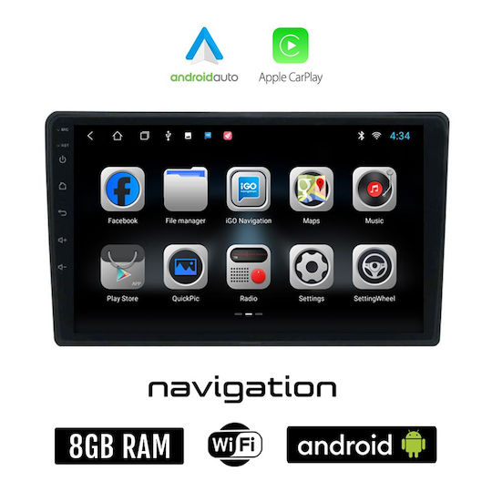 Автомобилна Аудио Система (Блутут/USB/WiFi/GPS/Apple-Carplay/Android-Auto) с Тъчскрийн 9"