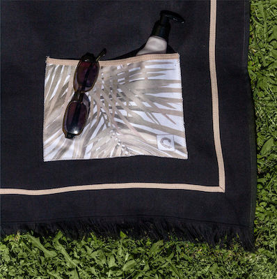 Strandtuch Schwarz mit Tasche Borneo 90x180cm