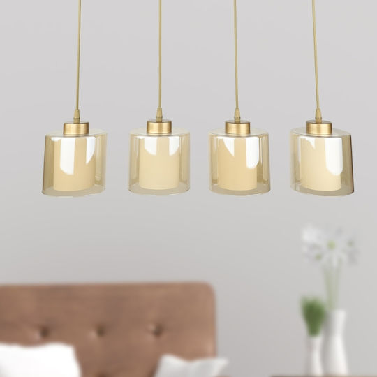 Megapap Kenedy Pendant Light Gold for 4 Bulbs E27 65x5x70cm