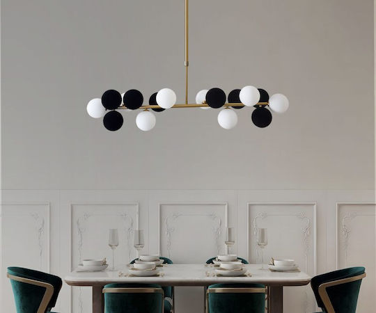 Luma Hängelampe Weiß Kugel für 8 Lampen G9 120cm.