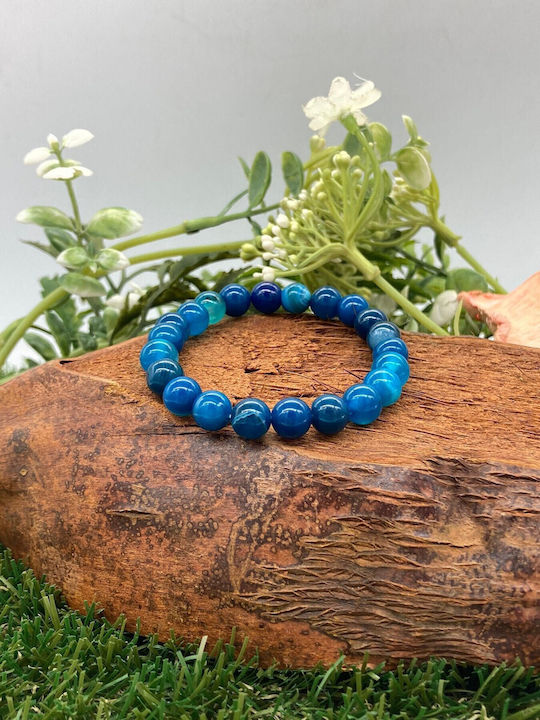 Blue Agate Beaded Bracelet 8mm