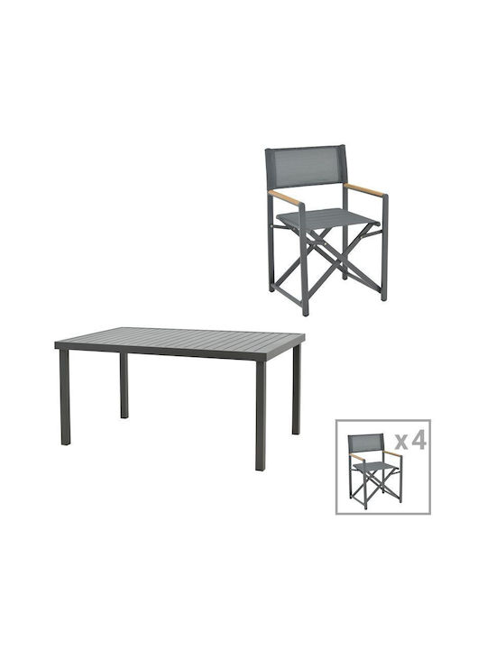 Set De dining pentru exterior Naoki-kliton A Cărbune de lemn 5buc
