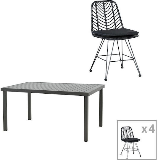 Set Sala De Mese 5 Piese Antracit Set Sala De Mese 5 Piese Antracit