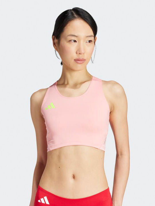 Adidas Adizero Essentials Women's Athletic Crop Top Fast Drying Semi Pink Spark