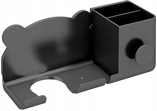 Single Wall-Mounted Bathroom Shelf Unit ​8.6x23cm Black