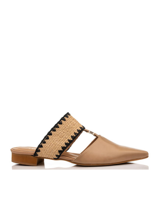 Avvento Δερμάτινα Mules Μπεζ