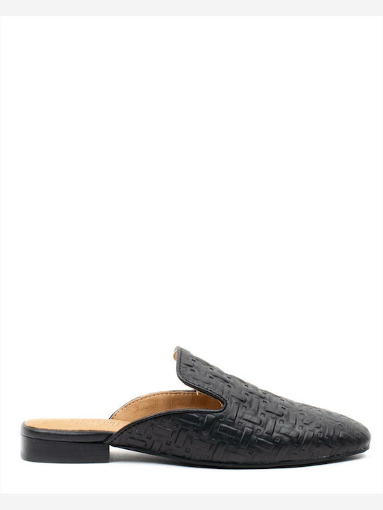 Carmela Footwear Piele Mules cu Toc în Negru Culoare