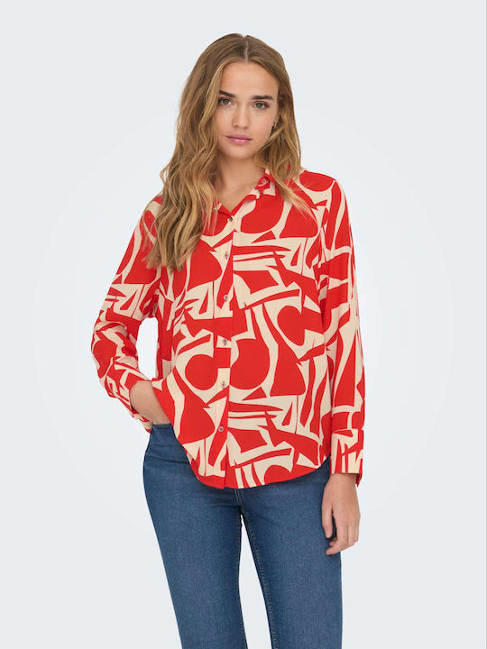 Only Women's Long Sleeve Shirt Red