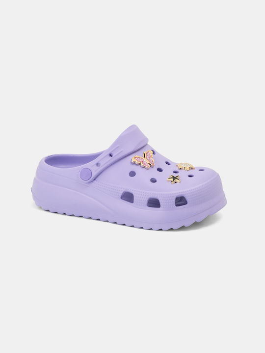 Women's Purple Clogs with Removable Decorations 304-2