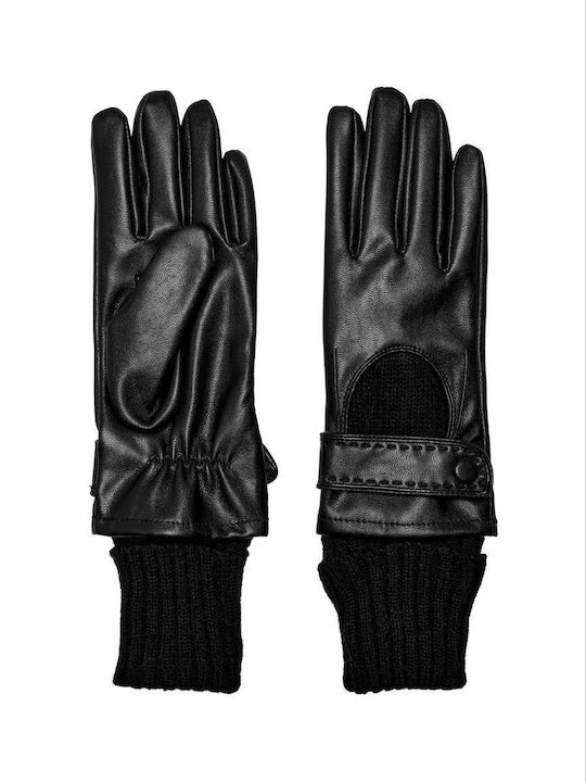 Only Schwarz Leder Handschuhe