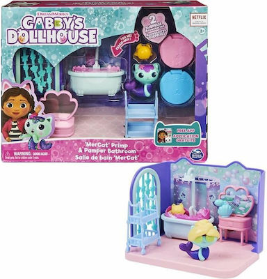 Spin Master Παιχνίδι Μινιατούρα Gabby´s Dollhouse MerCat Primp & Pamper Bathroom για 3+ Ετών