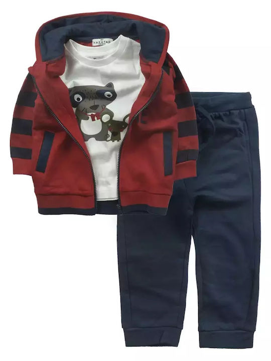 Hashtag Kids Sweatpants Set Red 3pcs