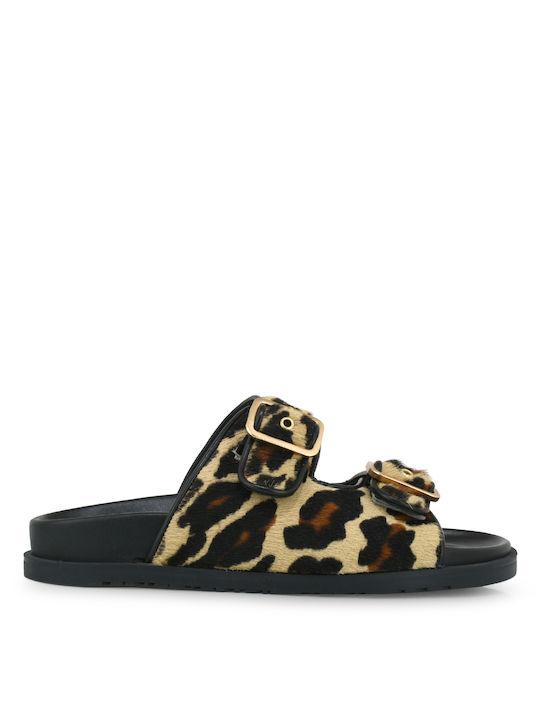 Tsakiris Mallas Women's Flat Sandals Leopard Pony