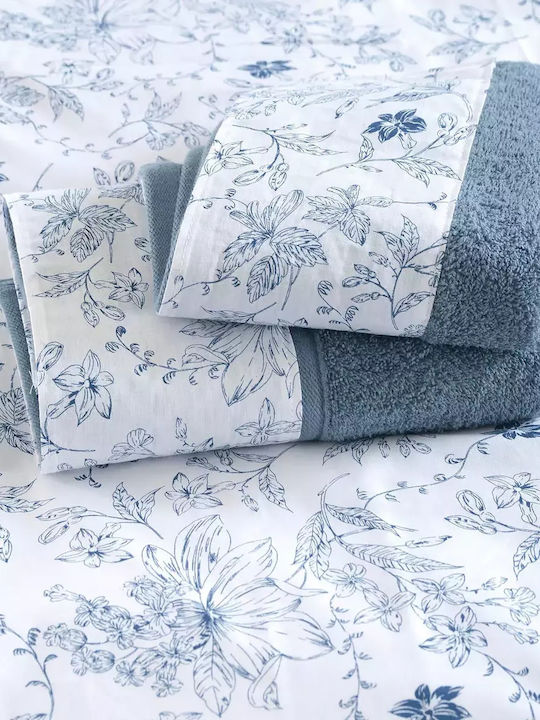 Rythmos Bath Towels Set 3 pcs Ortensia Blue-Whi...