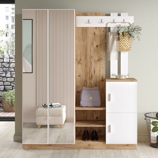Crayford Mobilier de Intrare cu Dulap pentru Pantofi Pine/White 147x35x180cm