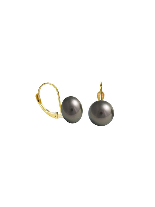 Earrings 14K Gold Black Pearls G121512b