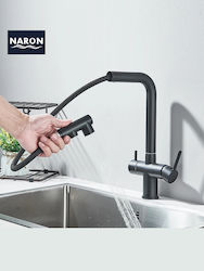 Naron Nr1088 Counter Kitchen Faucet with Pull-Out Spray Black Matt