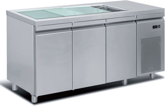 Inoxcon Английски превод: Stainless Steel Refrigerator Counter with Drawer and Cooling Machine L218xW60xH90см