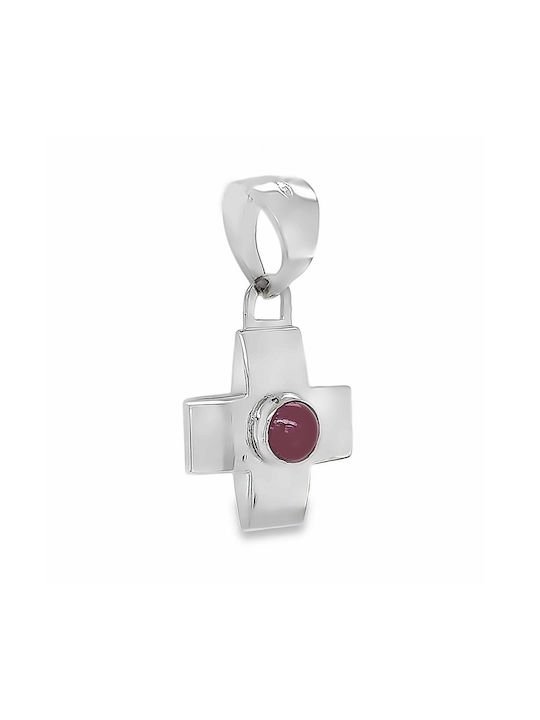 White Gold Cross K18 Ruby St106956