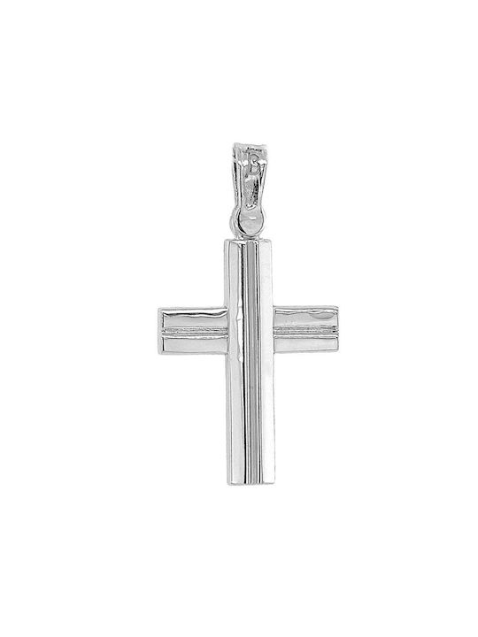 Herren Weißgold Kreuz 14 Karat St106965