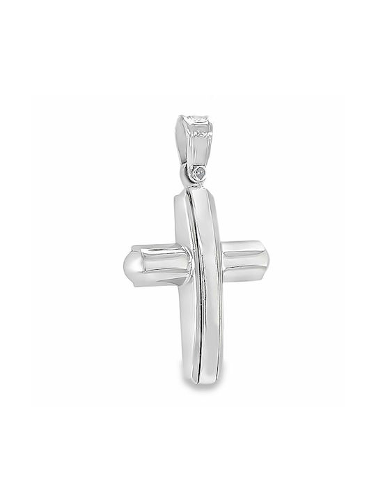 Unisex Weißgold Kreuz 14 Karat St106957