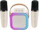 Karaoke Speaker with Wireless Microphones and Lighting Effects Beige