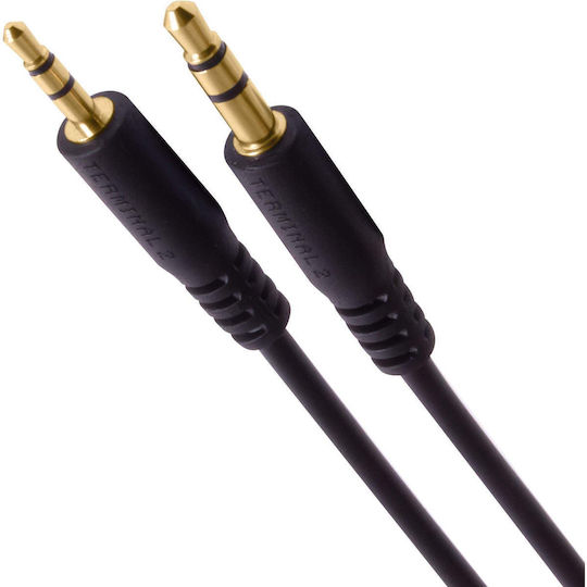 3.5mm Jack Cable Male - 3.5mm Male Black 1.5m with Gold Plated Terminals