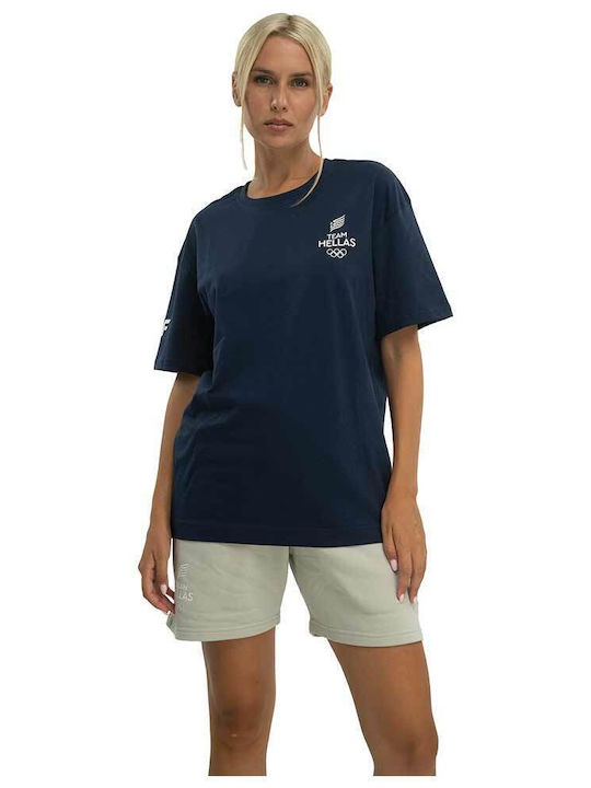 4F Damen Sportliches Bluse Kurzärmelig Marineblau