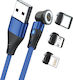 RealPower Magnetisch USB zu Blitzschlag / Typ-C,TC-TC / Micro-USB Kabel Blau 2m (439646)