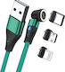 RealPower Magnetisch USB zu Blitzschlag / Typ-C,TC-TC / Micro-USB Kabel Grün 2m (439645)