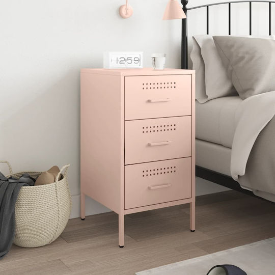 Metal Bedside Table Pink 36x39x68cm