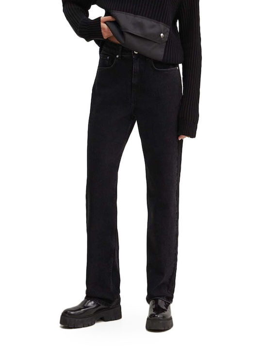 Karl Lagerfeld High Waist Women's Jean Trousers in Straight Line Black