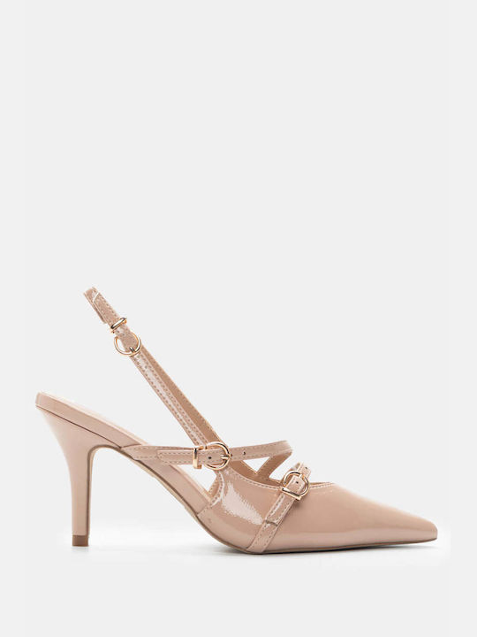 Pointed Toe Open Heel Pumps 4264439-nude