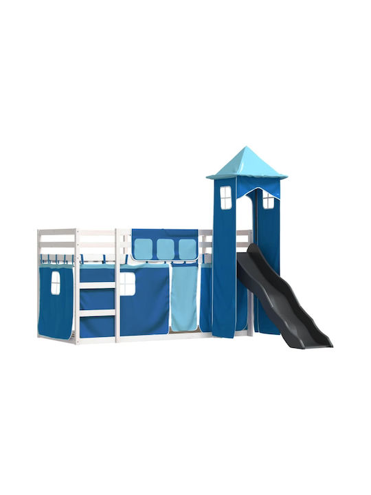 Pat pentru Copii Loft Bed Single Albastru pentr...