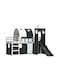 Pat pentru Copii Loft Bed Single Alb-Negru pentru Saltea 90x200cm