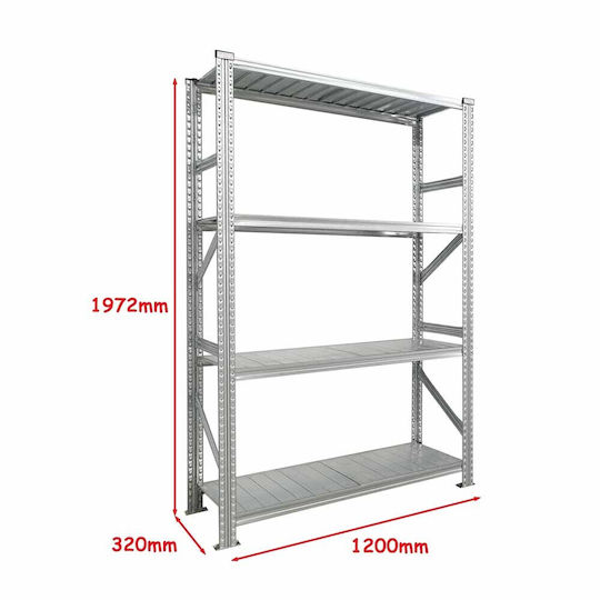 Green City International Dexion Galvanized Shelf 120x32x197.2cm with 4 Shelves Total Load Capacity 600kg