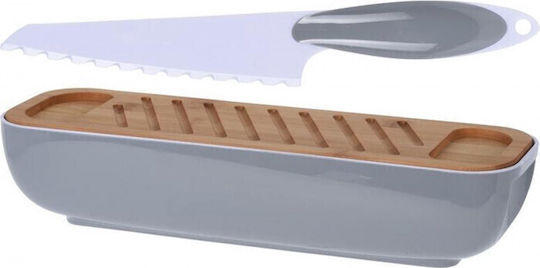 Excellent Houseware Ψωμιου Σανιδα Κοπης Μαχαιρι Ψωμιέρα σε Γκρι Χρώμα
