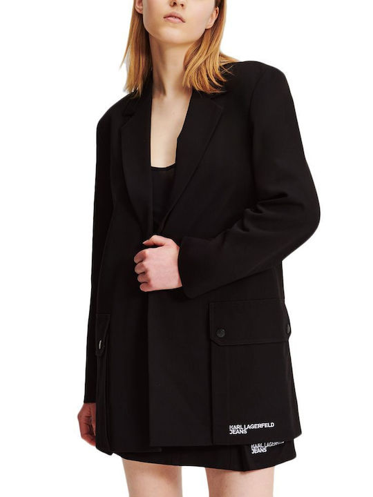 Karl Lagerfeld Lung Blazer pentru femei Sacou Black