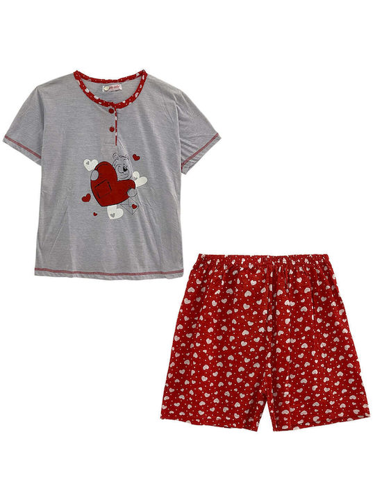 Ustyle Kids Pyjamas Summer Cotton Red