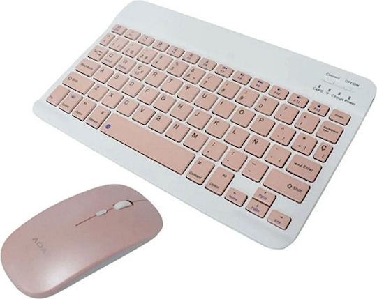 Aoas AS-110 Ασύρματο Bluetooth Σετ Πληκτρολόγιο & Ποντίκι Αγγλικό US Beige