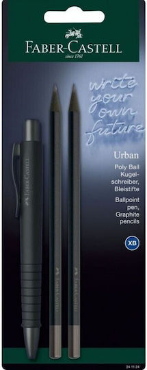 Faber Castell Blister Poly Ball Urban All Balck Plus Pencils 241124 4005402411245
