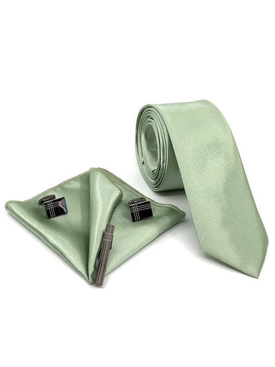 Krawatte 6,5 cm Set mit Satin Glanz Stoff Mittel Aquamarin Farbe