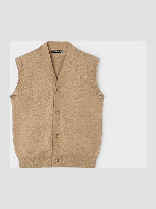 Kids Vest Cotton Dark Beige