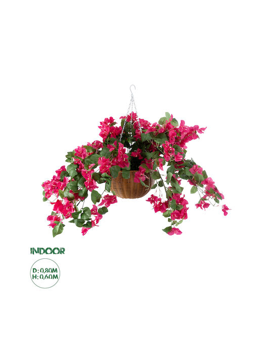 Globostar Artificial Garden Rhododendron Hanging Plant 20634 Τεχνητό Κρεμαστό Διακοσμητικό Φυτό Τριανταφυλλιάς Y60cm