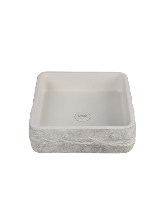 Ravenna Vessel Sink Stone 39.5x39.5x12cm Stone Sand