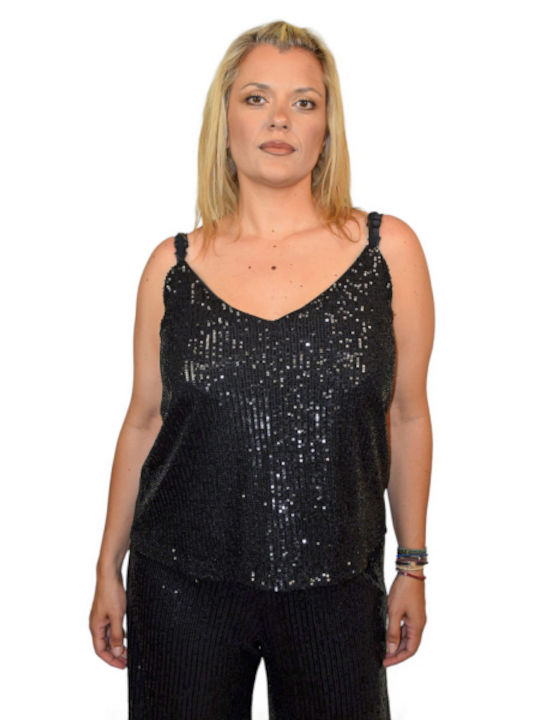 Morena Spain Women's Blouse with Straps Black