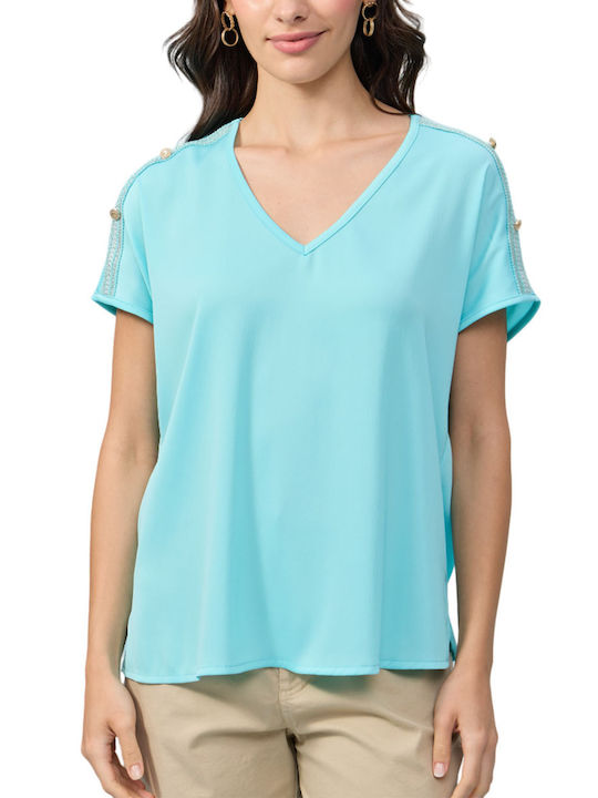 Passager Women's Blouse Short Sleeve with V Neckline Ciell